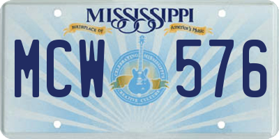 MS license plate MCW576