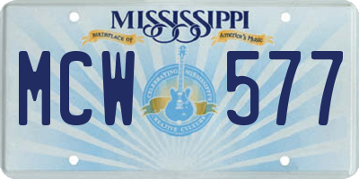 MS license plate MCW577