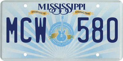 MS license plate MCW580