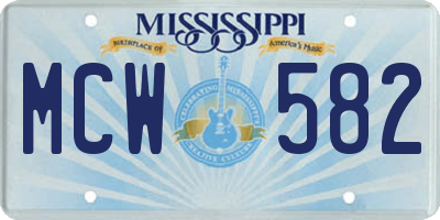MS license plate MCW582
