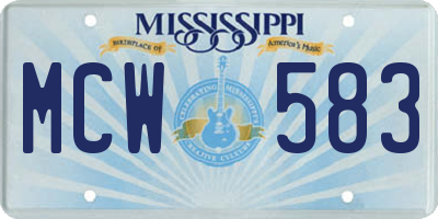 MS license plate MCW583