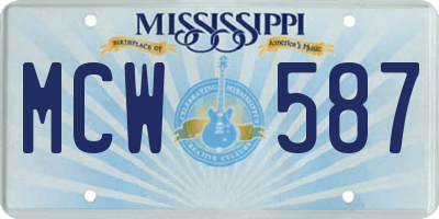MS license plate MCW587