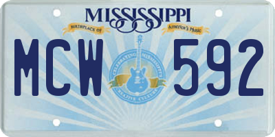 MS license plate MCW592