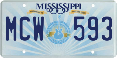 MS license plate MCW593