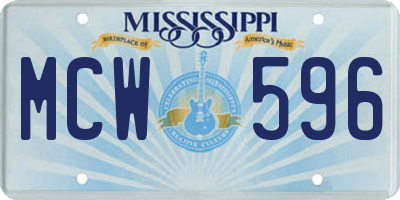 MS license plate MCW596