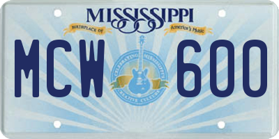 MS license plate MCW600