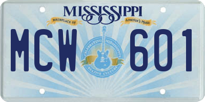 MS license plate MCW601