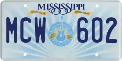 MS license plate MCW602