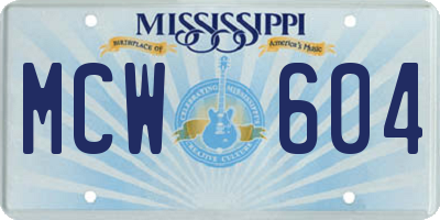 MS license plate MCW604