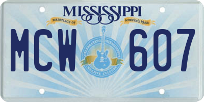 MS license plate MCW607