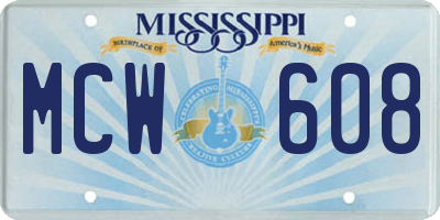 MS license plate MCW608