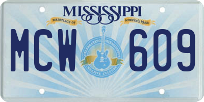 MS license plate MCW609