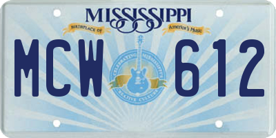 MS license plate MCW612