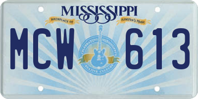 MS license plate MCW613