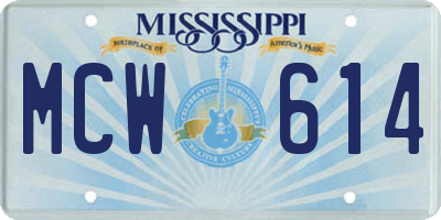 MS license plate MCW614