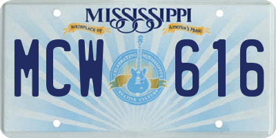 MS license plate MCW616