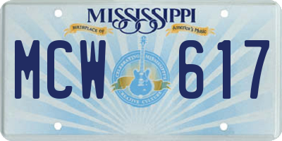MS license plate MCW617