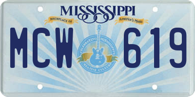 MS license plate MCW619