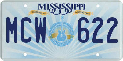 MS license plate MCW622