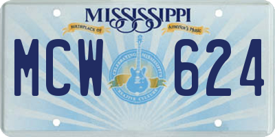 MS license plate MCW624