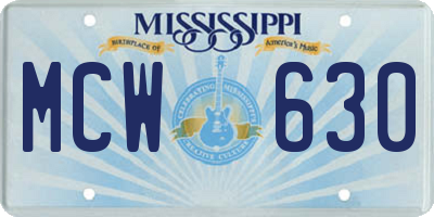 MS license plate MCW630