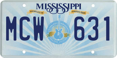 MS license plate MCW631