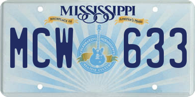 MS license plate MCW633
