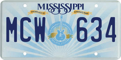 MS license plate MCW634
