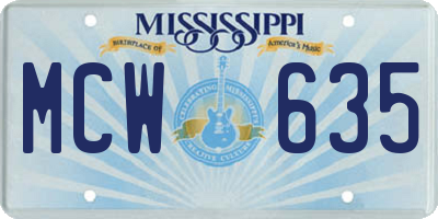 MS license plate MCW635