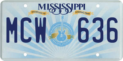 MS license plate MCW636