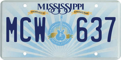 MS license plate MCW637