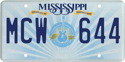 MS license plate MCW644