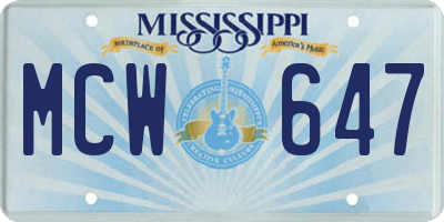 MS license plate MCW647