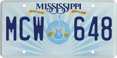 MS license plate MCW648
