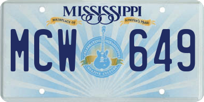 MS license plate MCW649