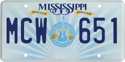 MS license plate MCW651
