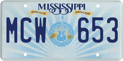MS license plate MCW653