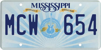 MS license plate MCW654
