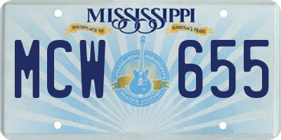 MS license plate MCW655