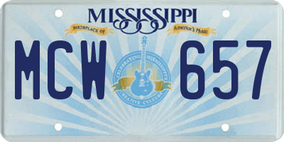 MS license plate MCW657