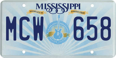 MS license plate MCW658
