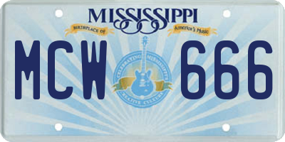 MS license plate MCW666