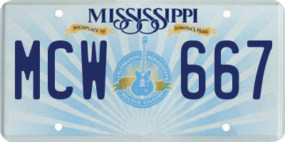 MS license plate MCW667