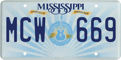 MS license plate MCW669