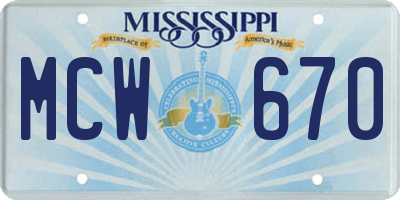 MS license plate MCW670
