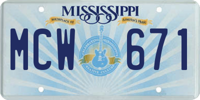 MS license plate MCW671