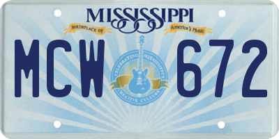 MS license plate MCW672