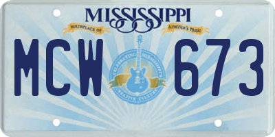 MS license plate MCW673