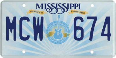 MS license plate MCW674