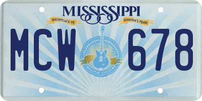 MS license plate MCW678